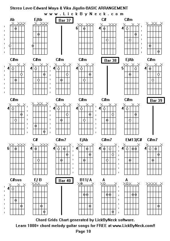 Chord Grids Chart of chord melody fingerstyle guitar song-Stereo Love-Edward Maya & Vika Jigulin-BASIC ARRANGEMENT,generated by LickByNeck software.